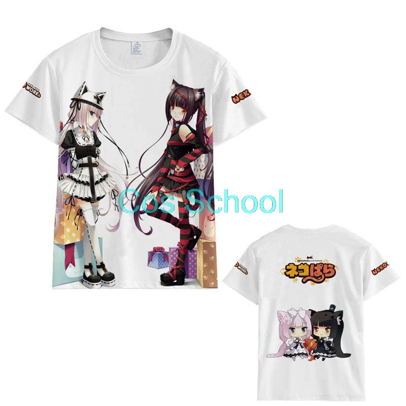 Cos School Nekopara футболка для косплея шоколадные Ванильные костюмы летние топы мужчин