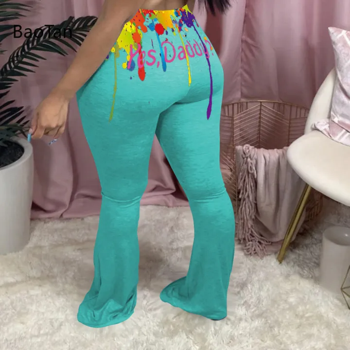 

Woman Flare Pants Women Casual Print Trousers