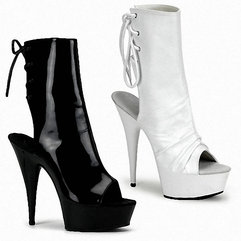 lace fashion Crystal shoes 15cm waterproof ladies boots ankle boots wedding woman summer shoes woman 6inch Fish mouth sock boots