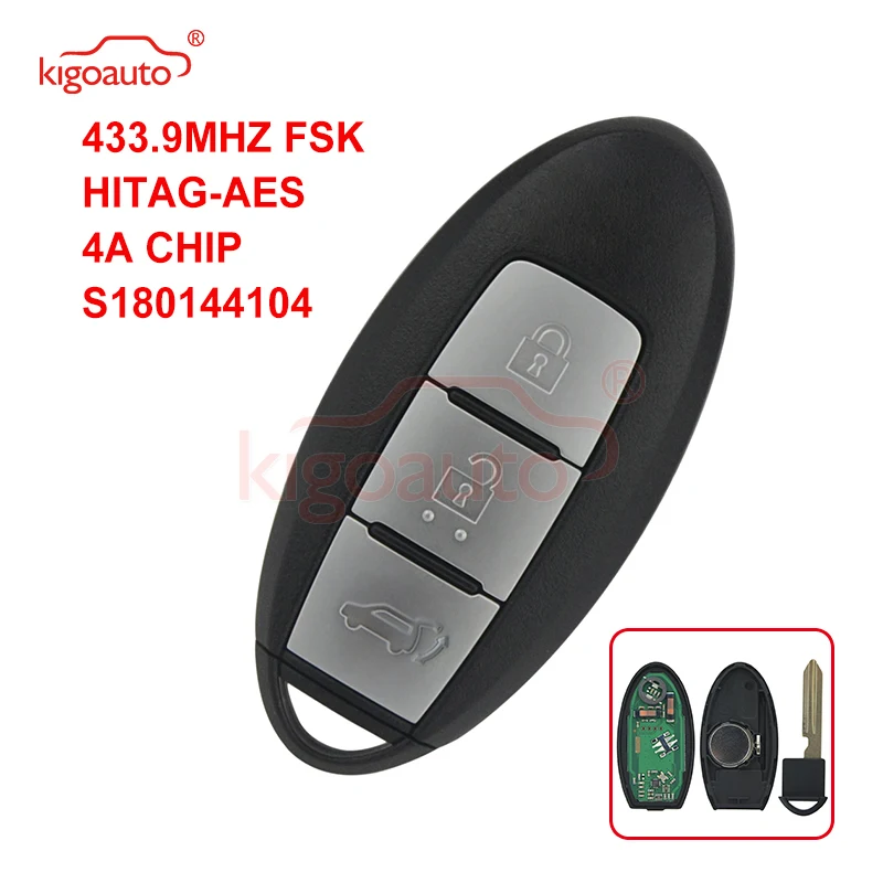 Kigoauto дистанционный смарт-ключ 3 кнопки 433 9 МГц FSK HITAG-AES 4A чип для Nissan X-trail Qashqai |