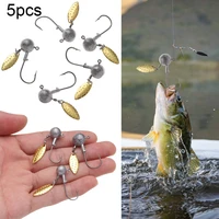 5pcs outdoor barb sharp 5g 7g 10g 14g lead head hook with sequins durable head jigging bait carbon steel round head