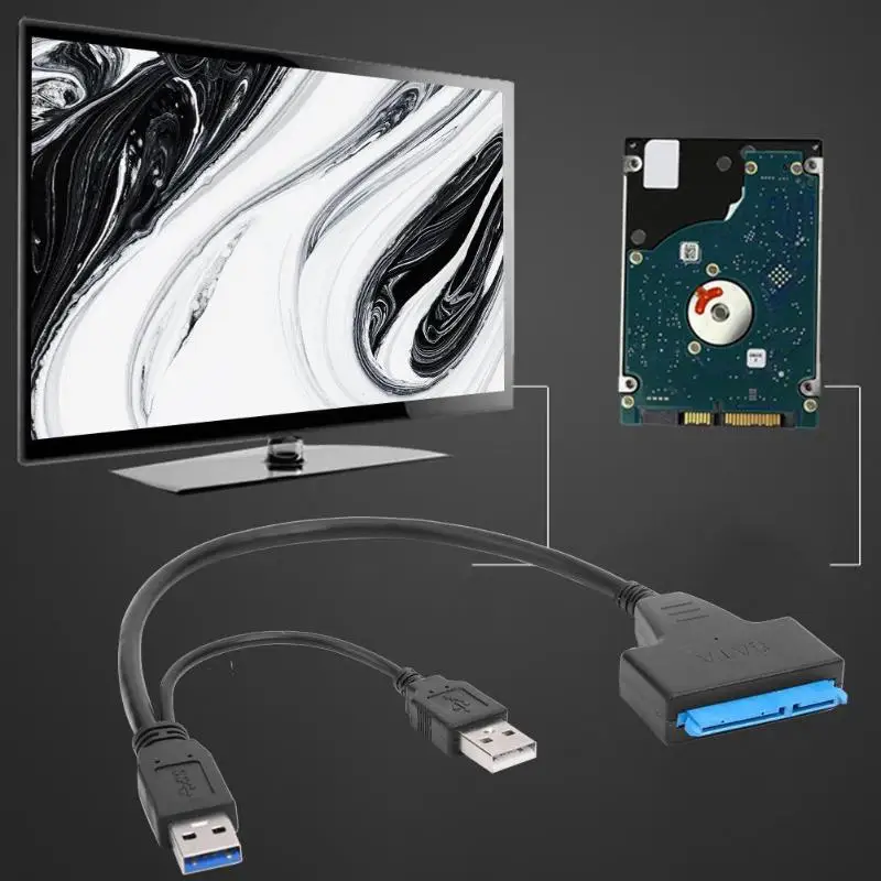 Высокоскоростной адаптер SATA на двойной USB 3 0 кабель для внешних 2 5-дюймовых SATA/HDD