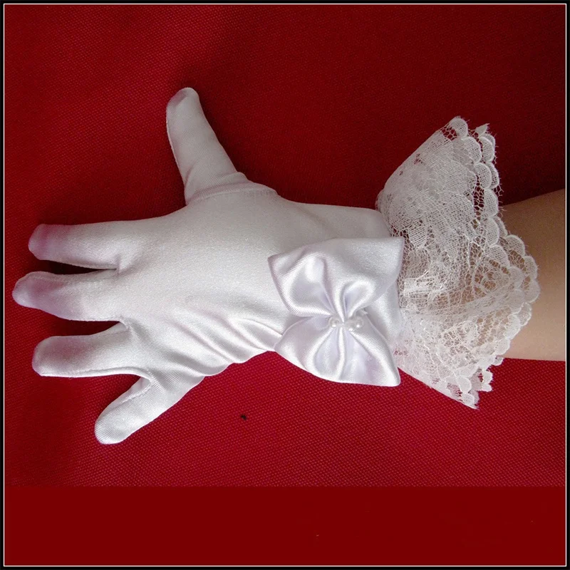 

Girl Accessories Communion Protection White Kids Party Wedding Bride Full Finger Lace Gloves