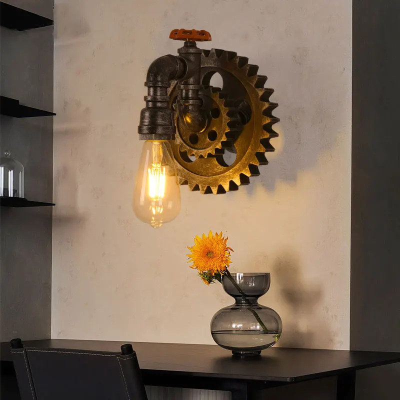 Промышленный винтажный светильник в стиле ретро Лофт железная деревянная