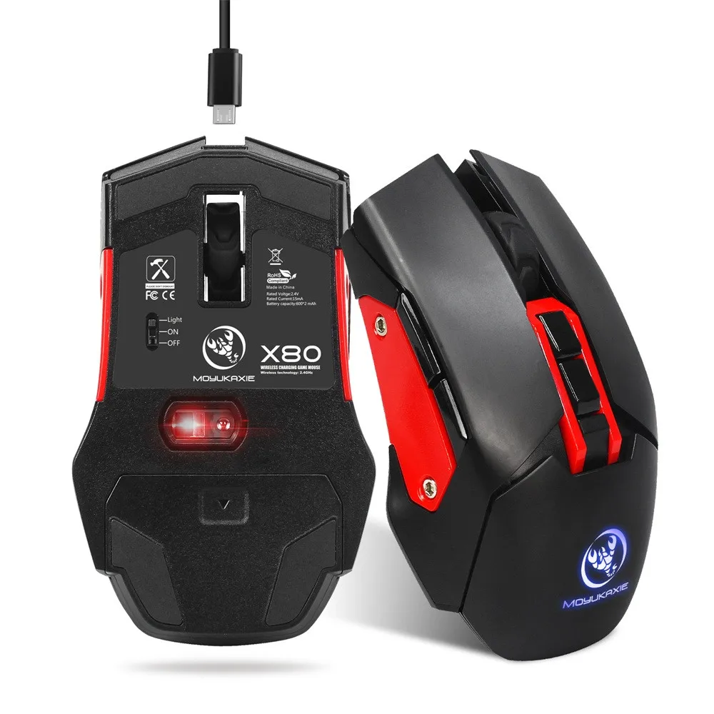 OMESHIN X80 4800DPI 7 кнопок цветов светодиодный подсветка 2 4 ГГц USB Беспроводная