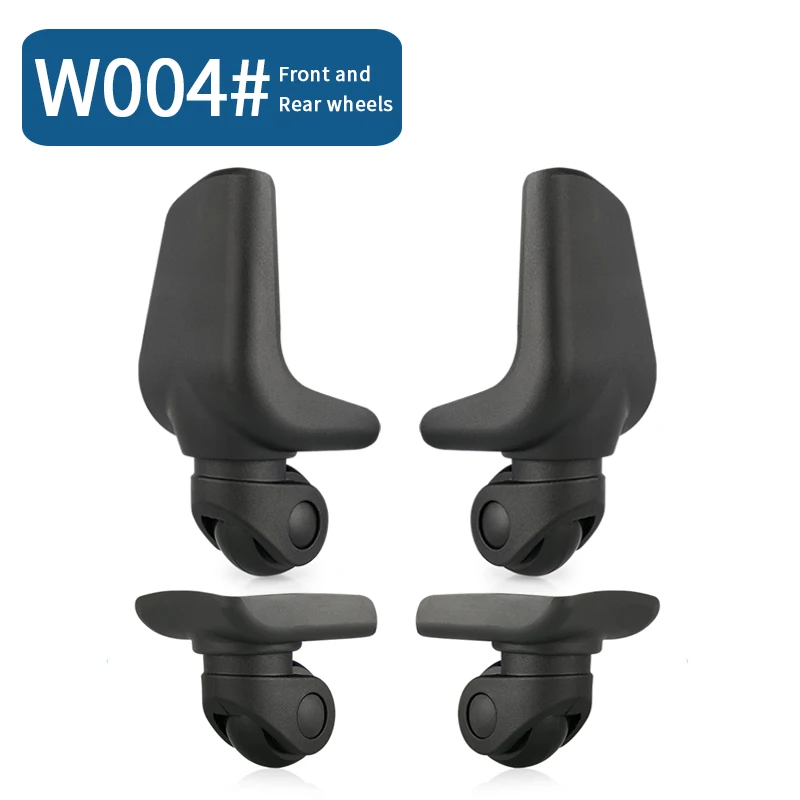 W004(4 Wheels)Black Сменные колеса для багажа, чемодана, продукт, дорожная сумка, колесики для ремонта, износостойкая тяга, коробка, багажные колеса - Цвет: W004(4 Wheels)Black