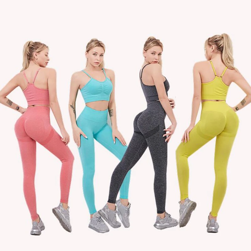 2020 Women Seamless yoga set Fitness Sports Suits GYM Cloth Yoga Bra Pants High Waist Running Leggings Workout clothing tops | Спорт и