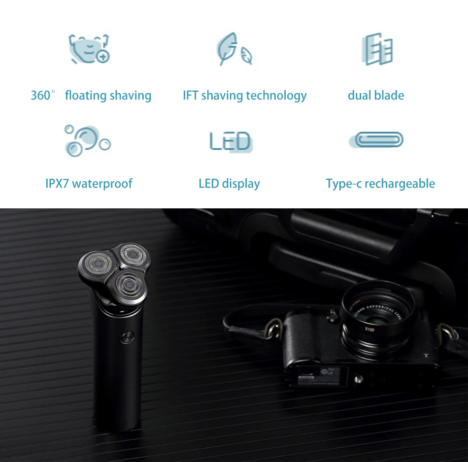 Xiaomi Mijia электробритва для мужчин Тип C перезаряжаемая Гибкая бритва машина для сухого влажного бритья триммер для бороды моющийся одно лезвие