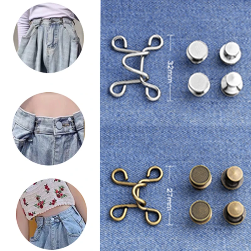 

1 комплект со штанами Pin 27/32 мм для крепления на кнопки, Регулируемая посадка на талии; Пряжкой закрытия Съемный для украшения джинсов компле...