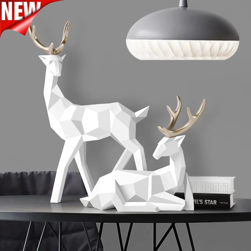 Estátua de Veado Decoração para Casa Estatuetas para Interior Resina Rena Escultura Decoração Nordic Escandinavo Deers Mesa
