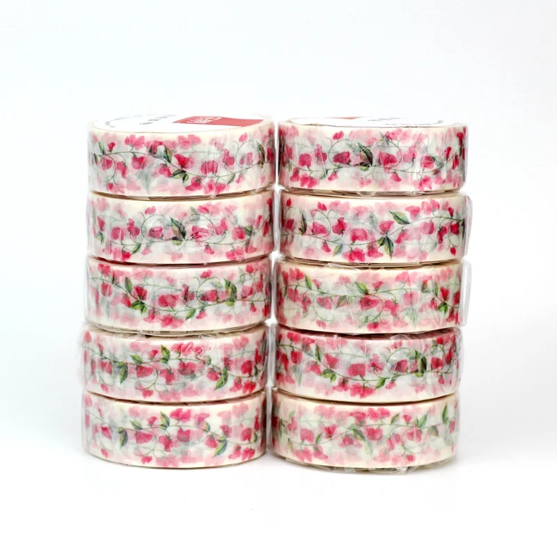 

10pcs/Lot Decorative Cute Pink Fujiman Leaf Japanese Paper Washi Tapes Scrapbooking Planner Adhesive Masking Tape Stationery