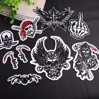skull series clothing punk badge wind cloth stickers skull diy cross wing embroidery stitch repair jacket coat decoration