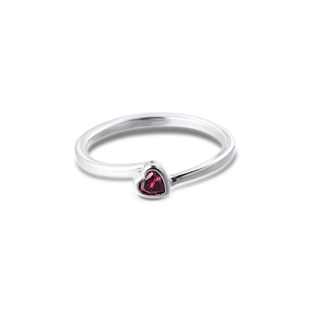 

Red Tilted Heart Solitaire Ring 925 Sterling Silver Jewelry Rings for Women 2021 Valentine's Wedding Ring Gift For Friends