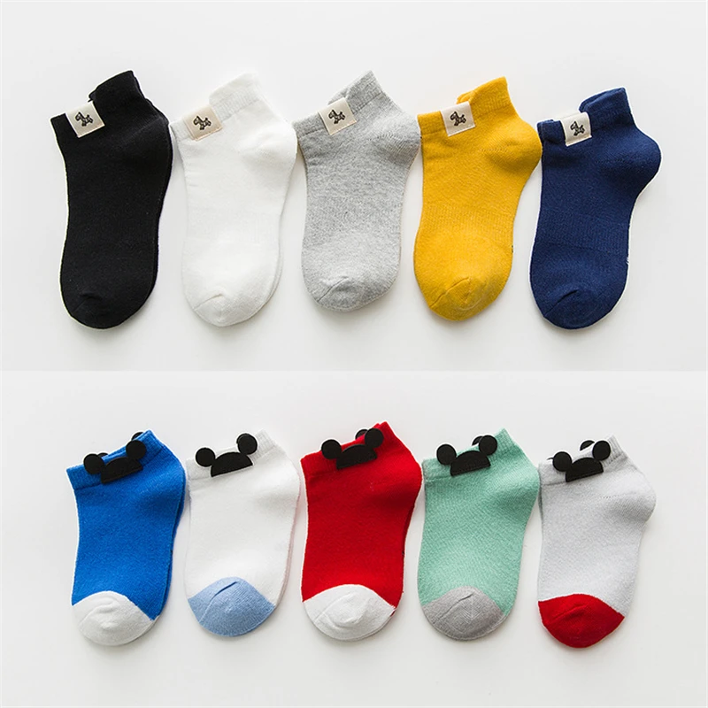 5 пар детских носков с ушками Микки милые носки для маленьких девочек сетчатые