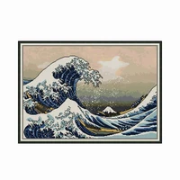 cross stitch kit the great wave of kanagawa stamped embroidery 11ct 14ct counted needlework handmade printed decoration gift set