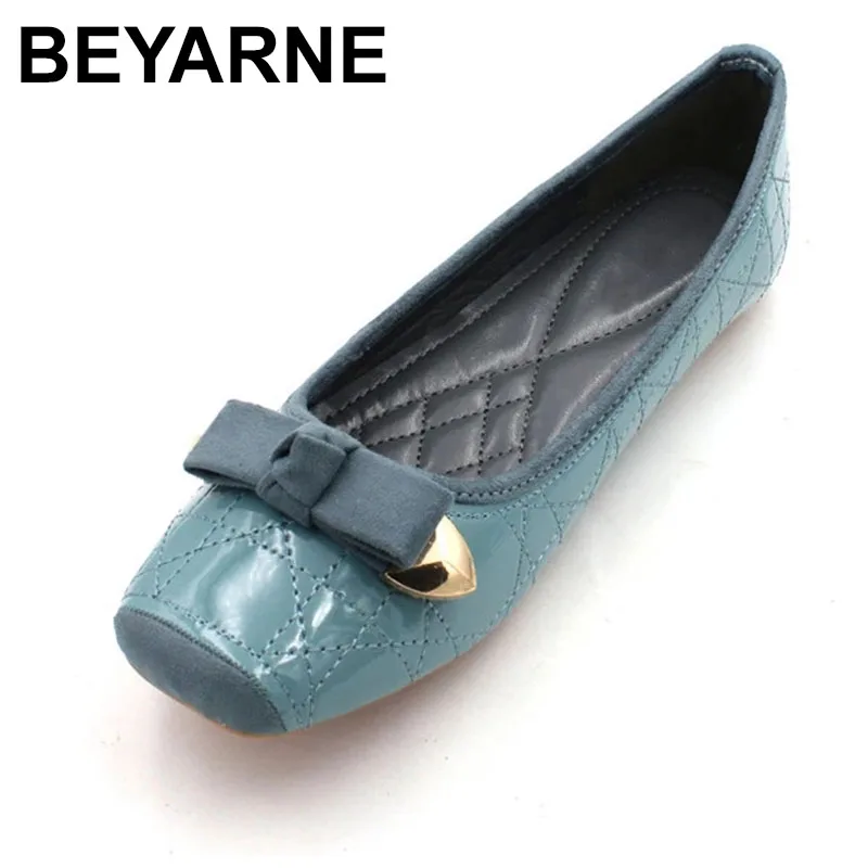 

BEYARNEPlus Size35-40 Women Flats Shoes 2021 Autumn Woman Slip On Loafers Square Toe Butterfly-knot Ballet Flats Lady Shoes