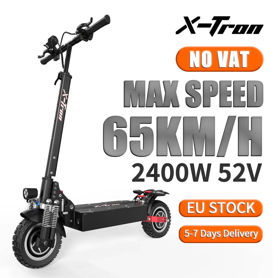

EU STOCK X-Tron T10Pro Dual motor Electric Scooter 52V 2400W E-scooter With Hydraulic brake Max Speed 65km/h FREE TAX