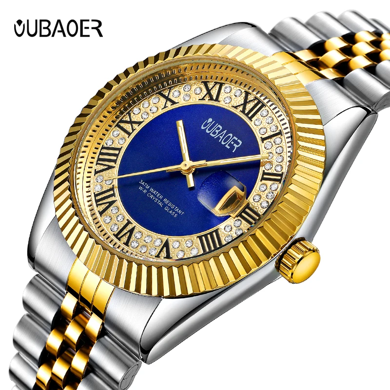 OUBAOER мужские часы 2019 лидер продаж люксовый бренд золотые модные с большим
