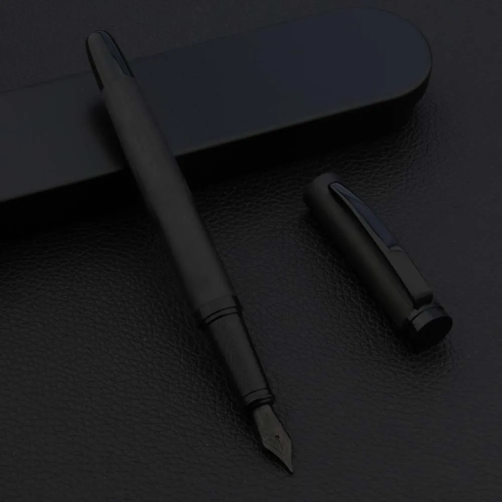 

2021 Luxury Quality 1996 Fountain Pen Frosted Black 0.5MM Black Nib Student Office School Stationery Supplies Ink Pens