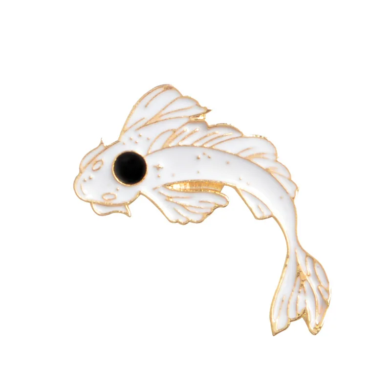 

2021 Goldfish Brooch Hot Sale Creative Personality Four-color Good Luck Koi Pin Alloy Drip Oil Accessories Denim Bag Micro Badge
