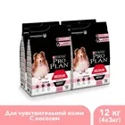Сухой корм Pro Plan для взрослых собак средних пород с чувствительной кожей с комплексом OPTIDERMA с лососем и рисом, 12 кг.