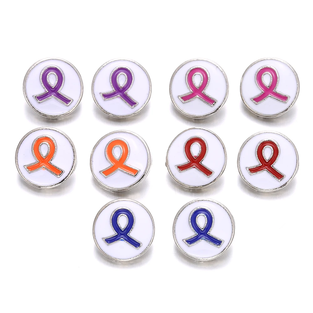 10 шт./лот новые кнопки 12 мм Ювелирные изделия картина маслом рак груди лента