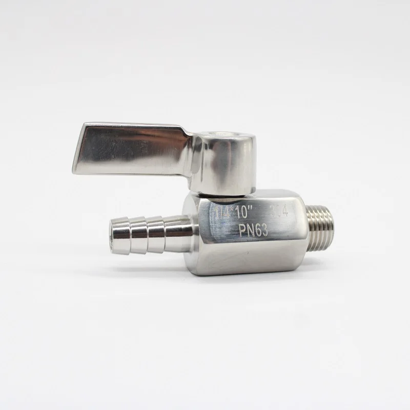 SAP 304 1/8 1/4 3/8 1/2 BSPT x 7 12mmштуцер для шланга мини санитарный шаровой клапан фитинги