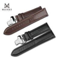 maikes calfskin leather watchband soft material watch band wrist strap 20mm 21mm with silver butterfly stainless steel buckle