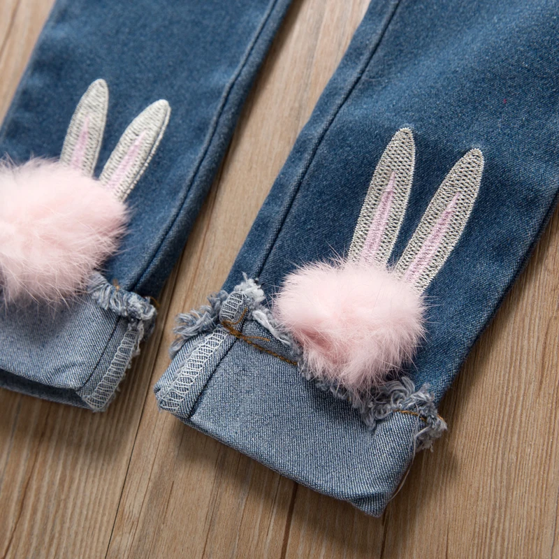 Bear Leader/джинсы для девочек новые весенне-зимние джинсы с рисунком кролика детские