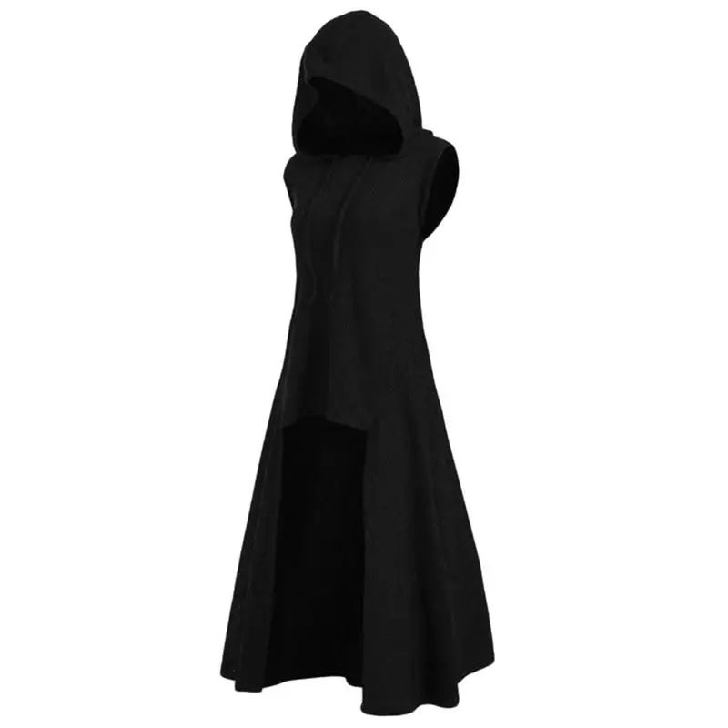 sleeveless black Женский халат, свитер в готическом стиле, с капюшоном, на завязках, большие размеры 5XL, женские длинные пуловеры, Повседневная Уличная одежда, джемперы, женские свитера - Цвет: sleeveless black