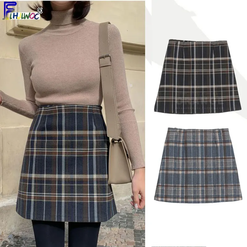 Зимние базовые мини юбки для женщин Милая одежда свиданий консервативный стиль