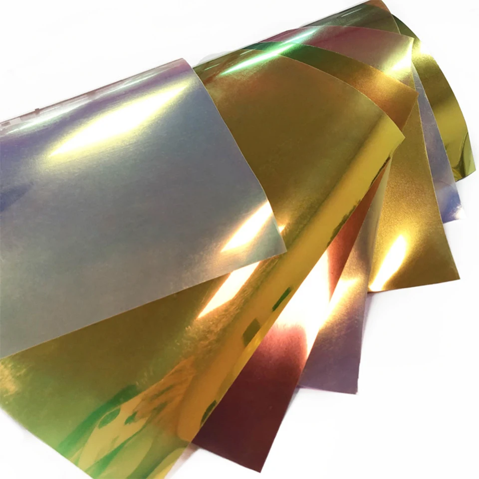

5 Pcs Holographic Vinyl Sheests 12"*8" Adhesive Crafting Neo Chrome Iron On Heat Press Heat Transfer Vinyl DTB7-6