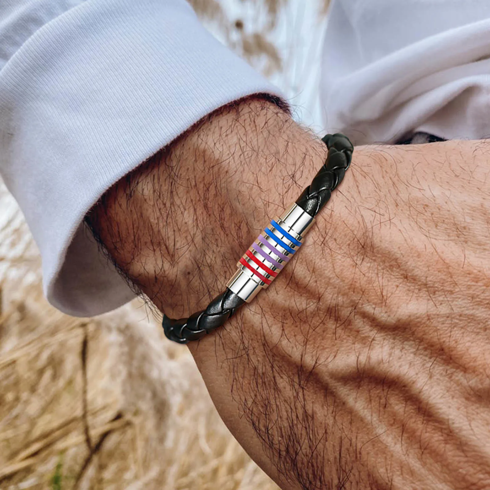 Vnox радужные плетеные кожаные браслеты для лесбиянок геев бисексуалов ювелирные