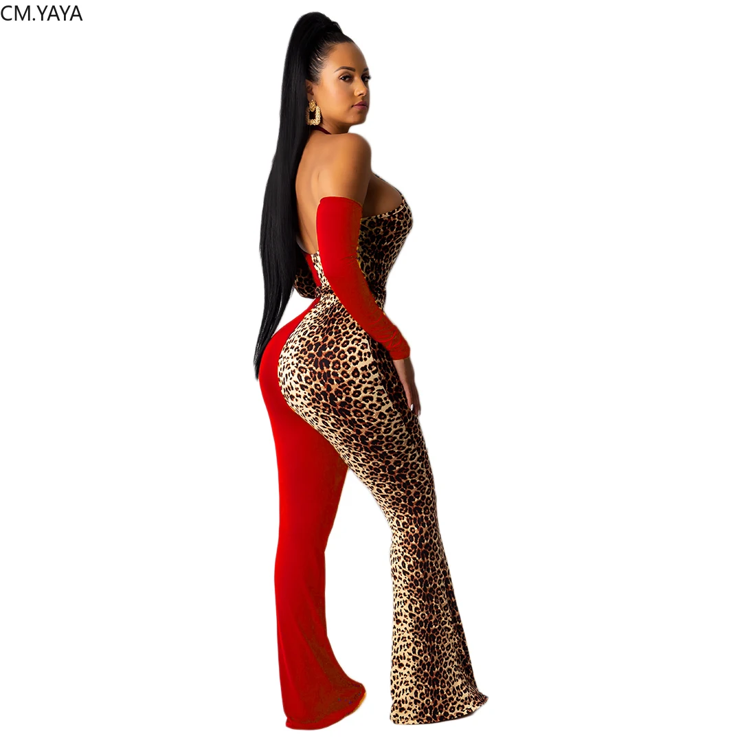 GL Autumn Women Winter Jumpsuit Halter Sashes Leopard Print Bandage Bodycon Sexy Night Club Romper Party Playsuit outfits A8192 |