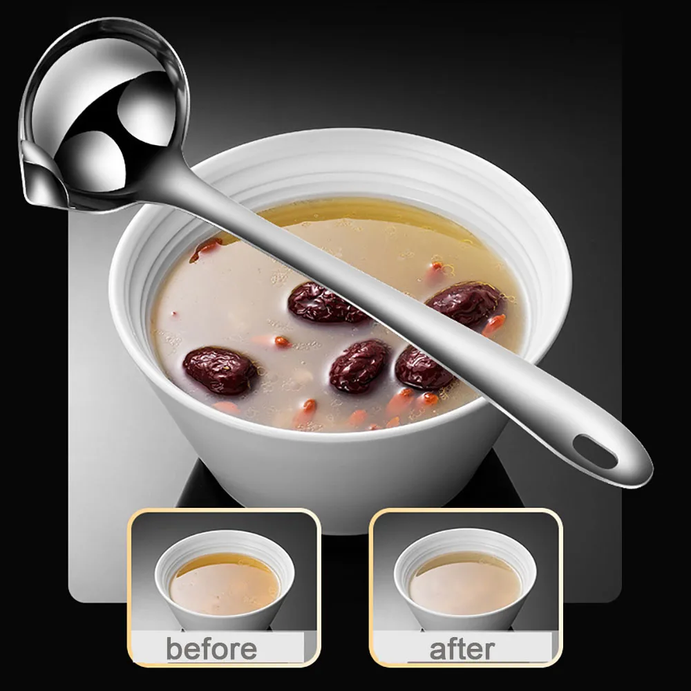 

304 Stainless Steel Oil Skimming Oil Draining Filter Soup Spoon Oil Soup Separator Household Oil Filter Grease Trap