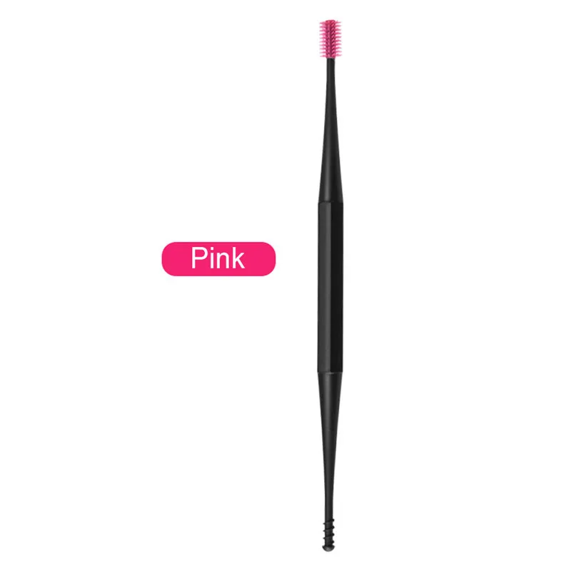 Pink Двухголовная силиконовая Ушная палочка, двухсторонняя Ушная палочка, Ушная восковая кюретка для удаления ушей, чистящая ложка, спиральный ушной инструмент, спиральный дизайн - Цвет: Pink