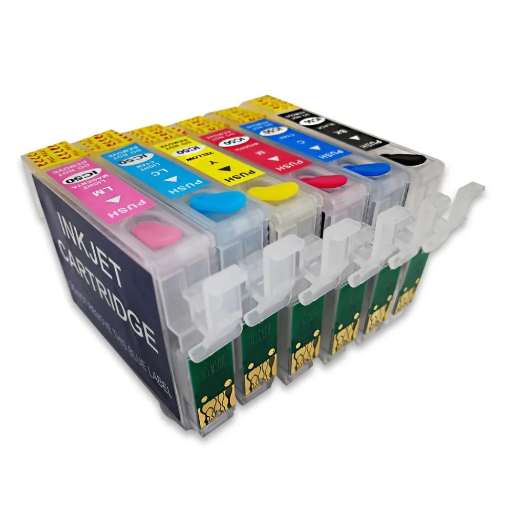IC50 Refillable патрон чернил для принтера Epson EP-801A EP-802A EP-803A EP-803AW EP-702A EP-703A EP-804A EP-804AW EP-804AR принтер