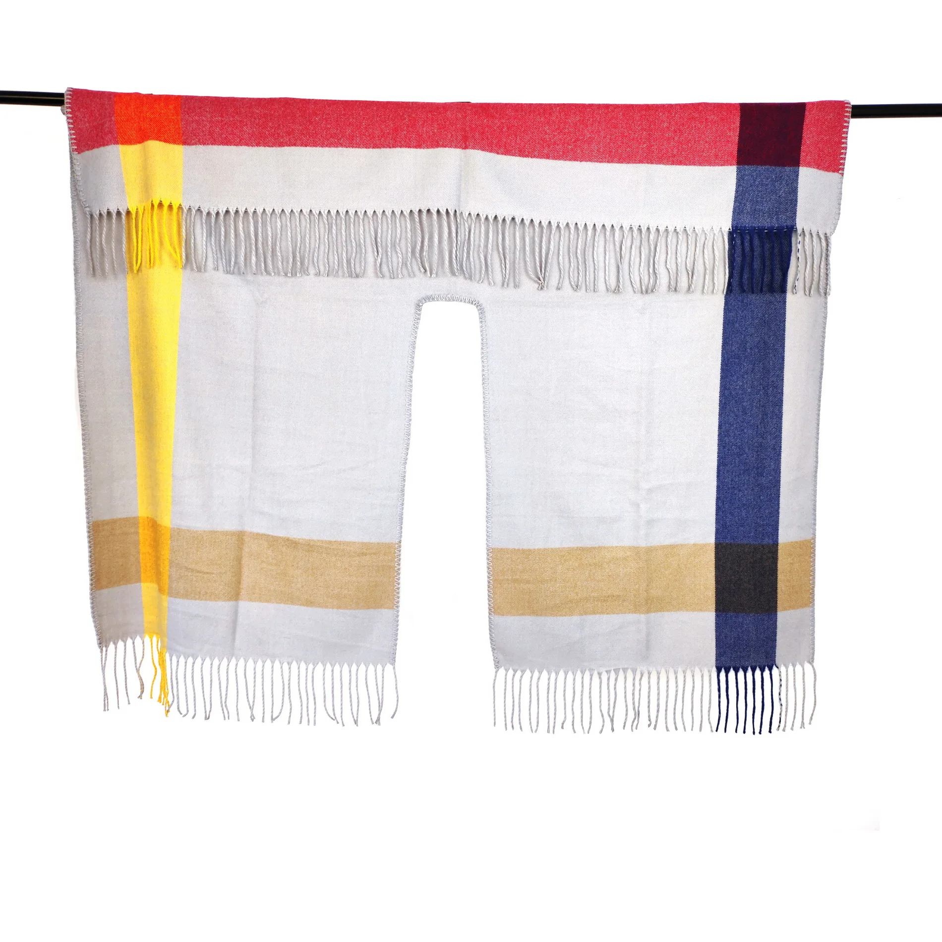 

2020 New Fashion Winter Warm Plaid Ponchos and Capes for Women Oversized Shawls Wraps Cashmere Pashmina Pleated Shawl