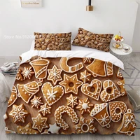 gingerbread man bedding set merry christmas duvet cover 3d print for friends gift bed quilt cover for bedroom bedclothes decor