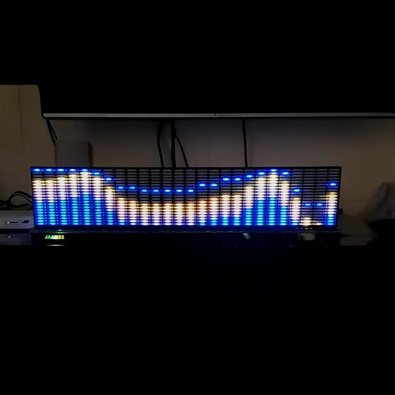 

26-segment acrylic music spectrum RGB black sound control remote control clock animation 67*16*6cm