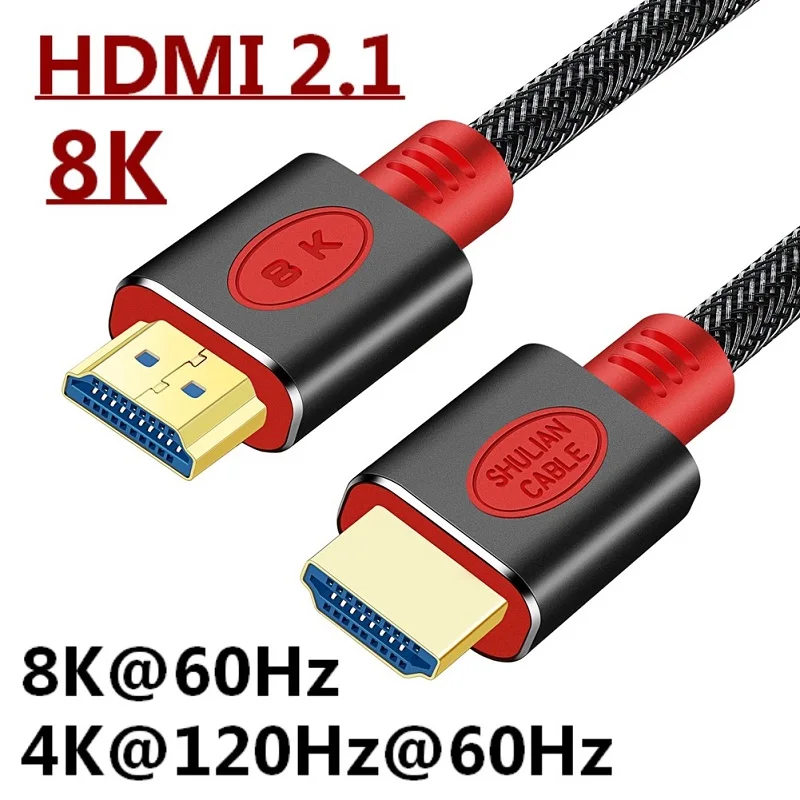 Кабель HDMI-com 8K @ 60 Гц 4K @ 120 Гц Ultra ARC HDR высокоскоростной 48 Гбит/с HDCP2.2 для разветвителя PS4 TV Xbox проектора компьютера 2 м 3 м