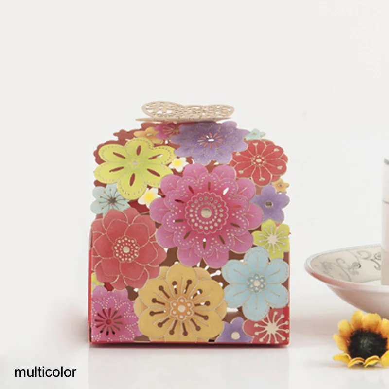multicolor 10Pcs Paper Candy Box Hollow Butterfly DeSIGN European Style Gift Boxes Wedding Favors Cute Personality Chocolate Box - Цвет: multicolor