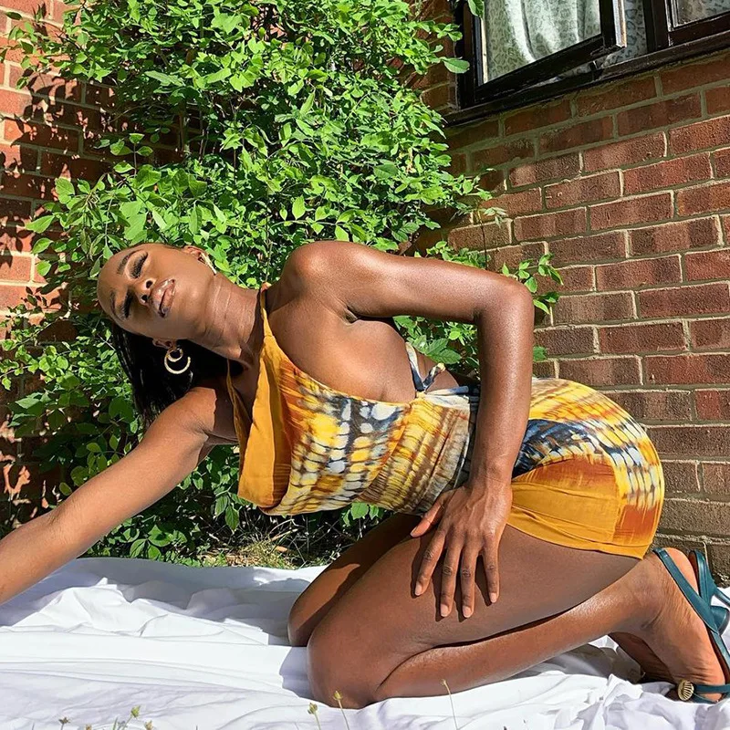 

Summer dresses with halter straps and backless prints