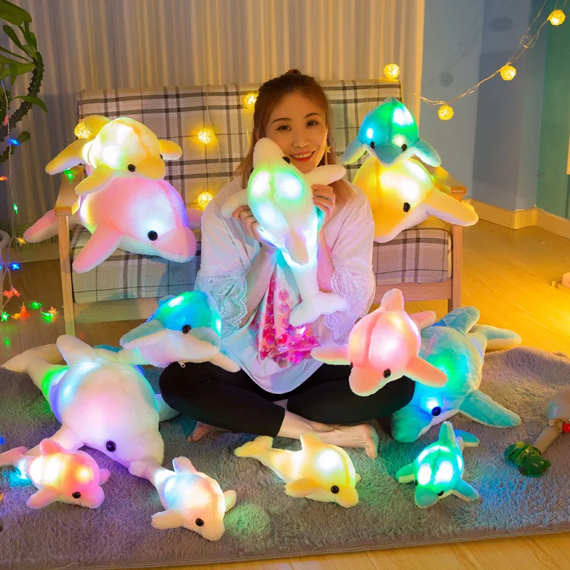70 см Kawaii мягкие игрушки светящийся Дельфин милые животные плюшевые подушки