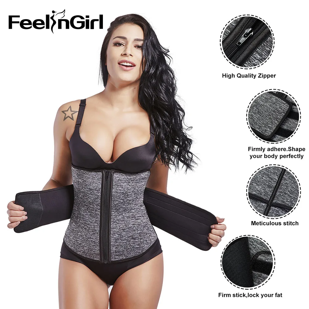 FeelinGirl Women Zipper Waist Trainer Sauna Sweat Cincher Slimming Body Shaper Tummy Control Lose Weight Shapewear | Женская одежда