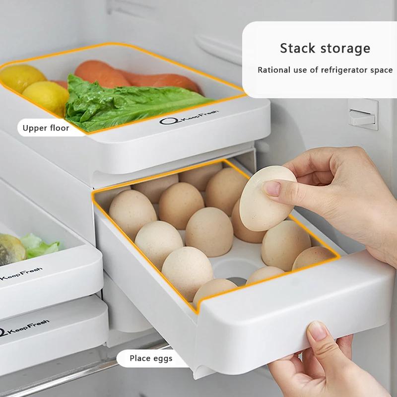 Бытовой ящик для хранения яиц в холодильнике пластиковая прозрачная коробка