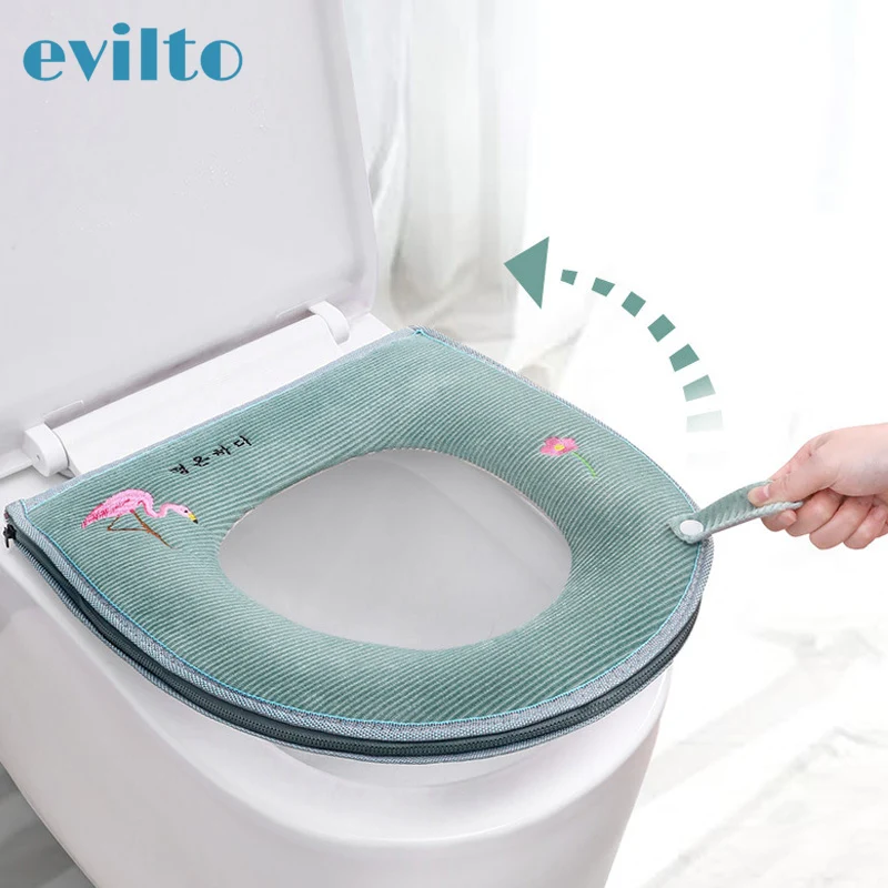 Универсальное теплое сиденье для туалета мягкий теплый чехол на молнии унитаза