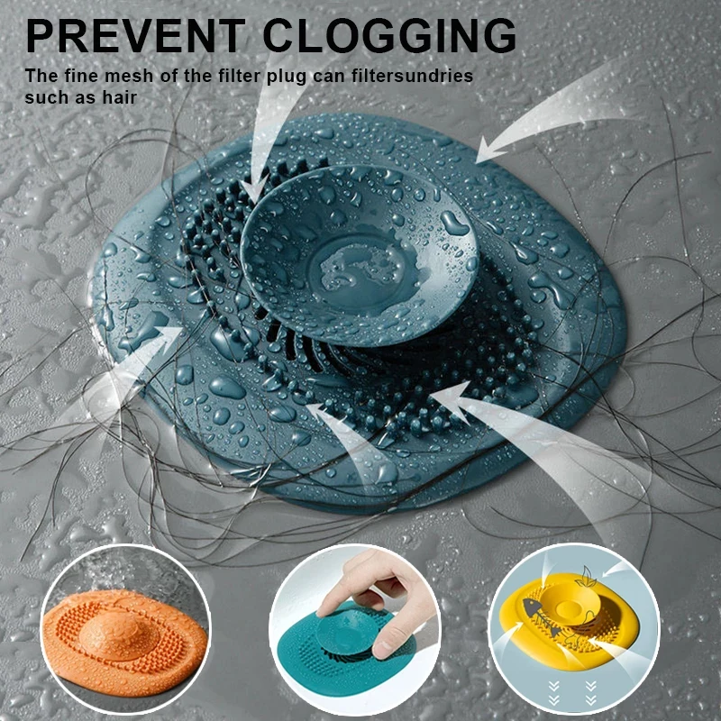 

Silicone Sink Drain Strainer Deodorant Plug Hair Catchers Rubber Shower Bathtub Floor Filter Water Stopper Bathroom Accessories