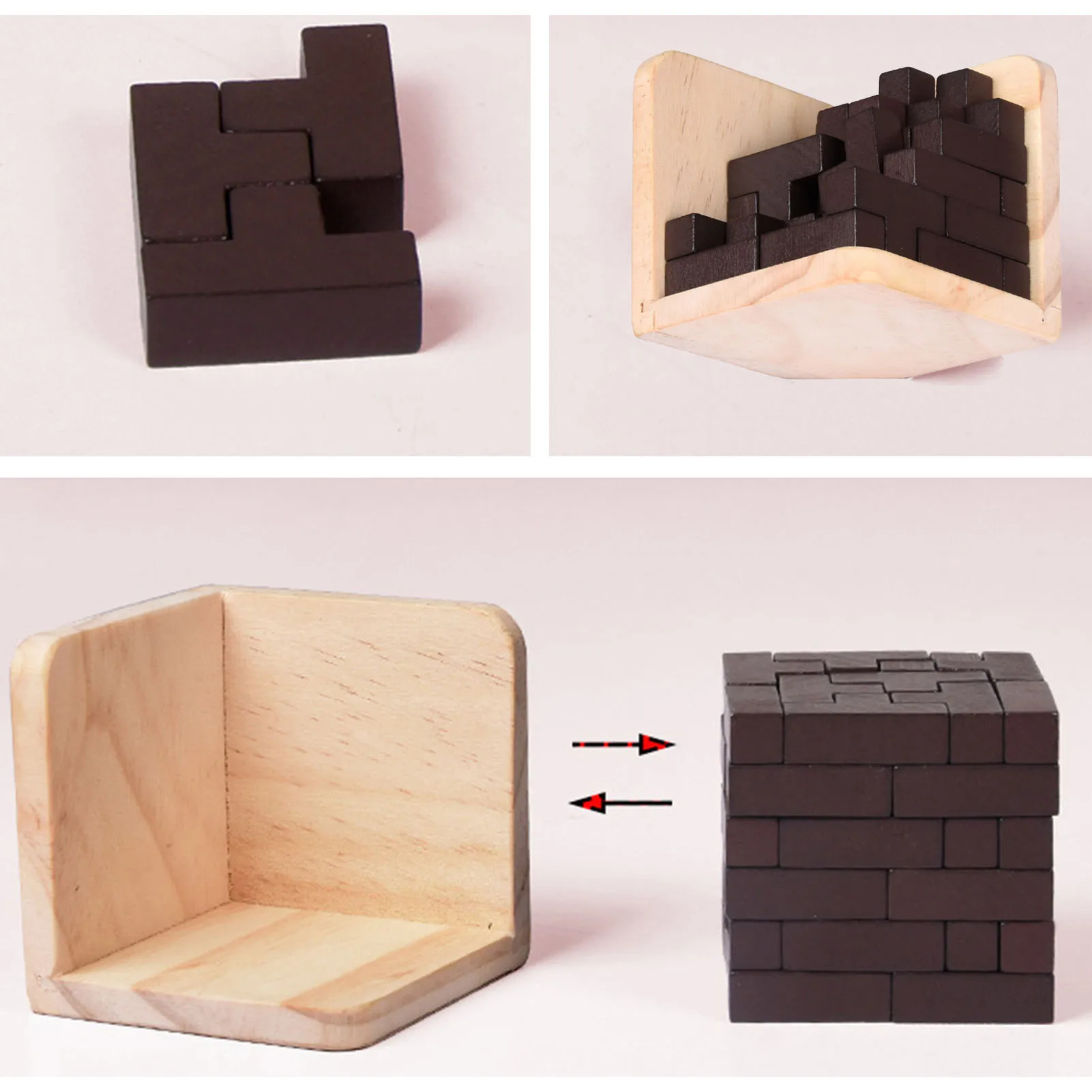 

54 Pieces Wooden Brain Teaser Puzzle T Shape Jigsaw Puzzle Toys For Children W50