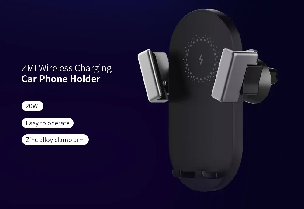 Xiaomi ZMI Kit 20 Вт Max Qi Беспроводное Автомобильное зарядное устройство с автомобильным зарядным устройством WCJ10 Быстрая зарядка автомобильный держатель телефона 360 градусов для iPhone Xiaom
